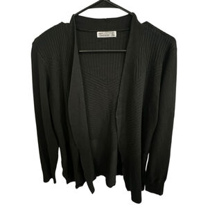 89th And Madison Black Open Front Long Sleeve Basic Cardigan Sweater